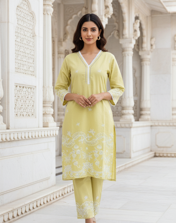 Sunshine Glow- Lemon Yellow Embroidered Co-ord Set