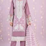 Lavender Bliss - Lavender Embroidered Three - Piece Suit Set