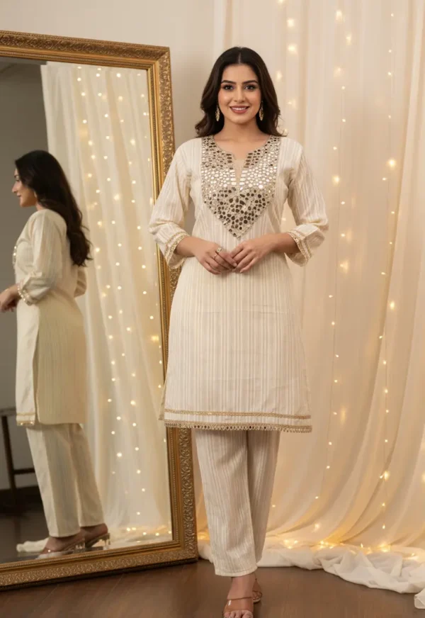 Mirror Muse - Ivory Mirror Work Co-ord set