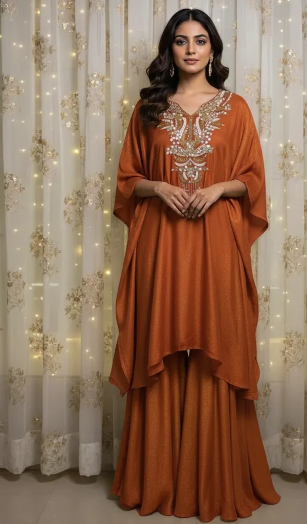 Gold-Dust Embellished Kaftan Set