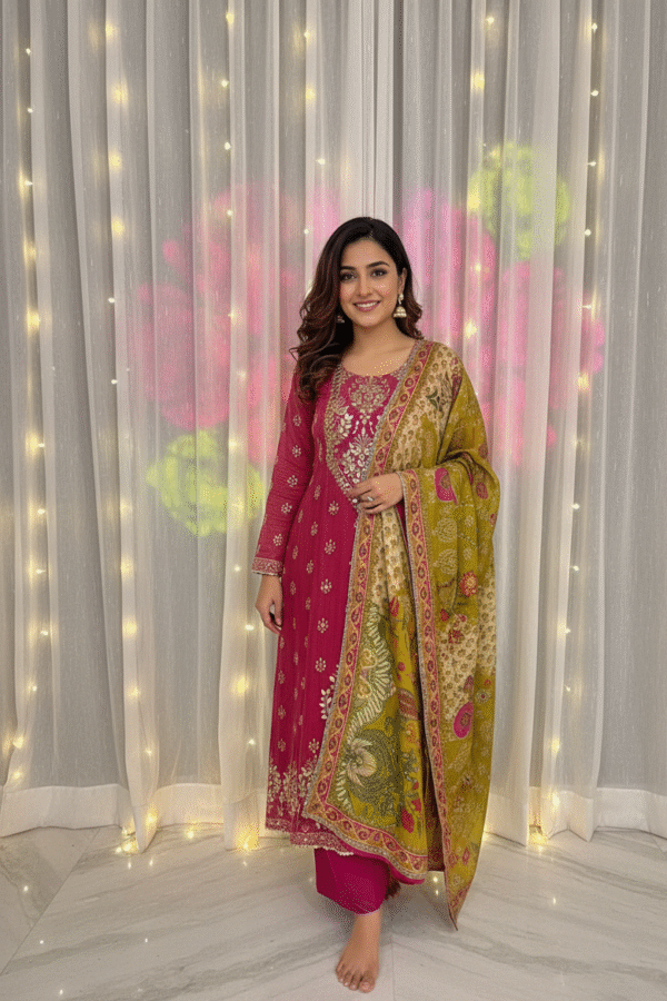 Pure Shimmer Tissue Royal Anarkali Suit Set