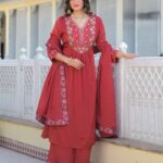 Festive Scarlet Charm Three Piece Suit Set