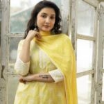 Ziya – Yellow 100% Pure Cotton Three - Piece Suit Set With White Thread Embroidery