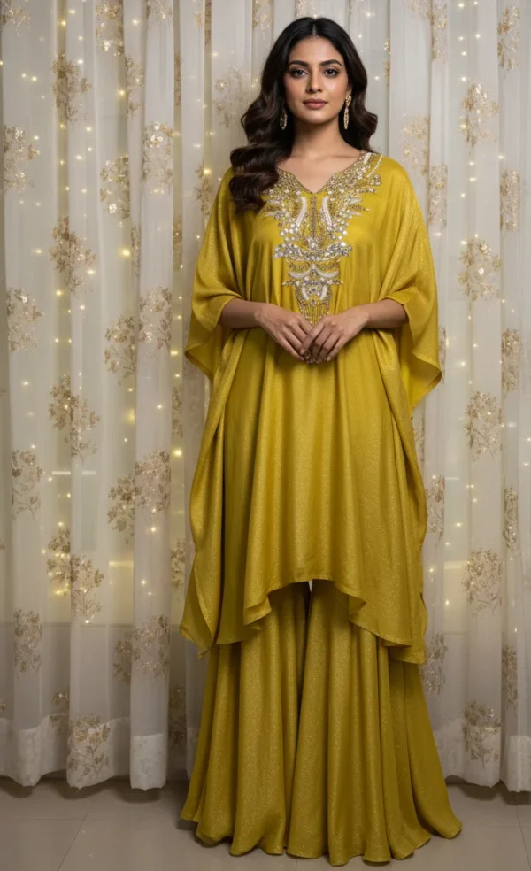 Pure Chinon Kaftan Tunic with Flared Sharara