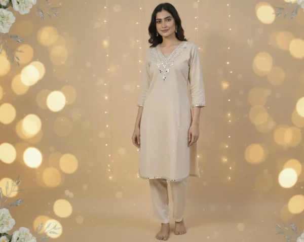 V- Neck Golden Glow Co-ord Set