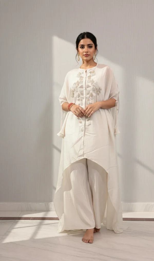 Designer Pearl Kaftan With Flowy Bottam