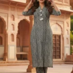 Straight-Cut Geometric Kurta with Pant set