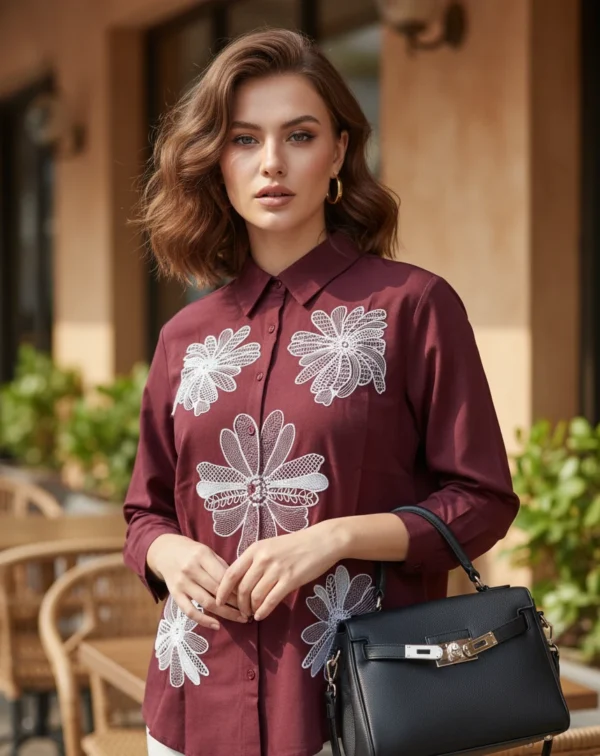 Five Flower Embroided Shirt