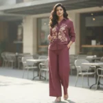 Maroon Bloom Embroidered Co-ord Set