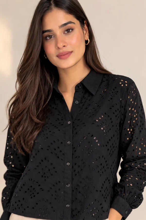 Black Hacoba Cotton Shirt