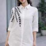 Leaf Accent High-Low Shirt