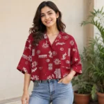 Maroon Abstract Print Casual Shirt
