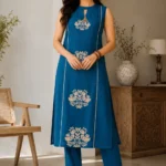 Royal Blue Women Sleeveless  Kurta Pant Set