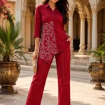 Asymmetric Floral Embroidered Co-ord Set