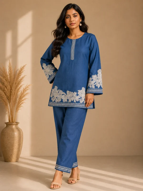 Ocean Breeze Heavy Jute Embroidered Co-Ord Set
