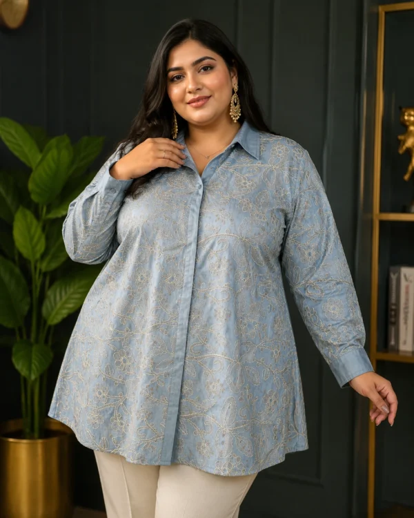Aasmani Adaa Embroidered Shirt