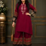 Deep Maroon Azra Printed Festive Co-ord Set