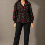Boho Embroidered Balloon Sleeve Shirt