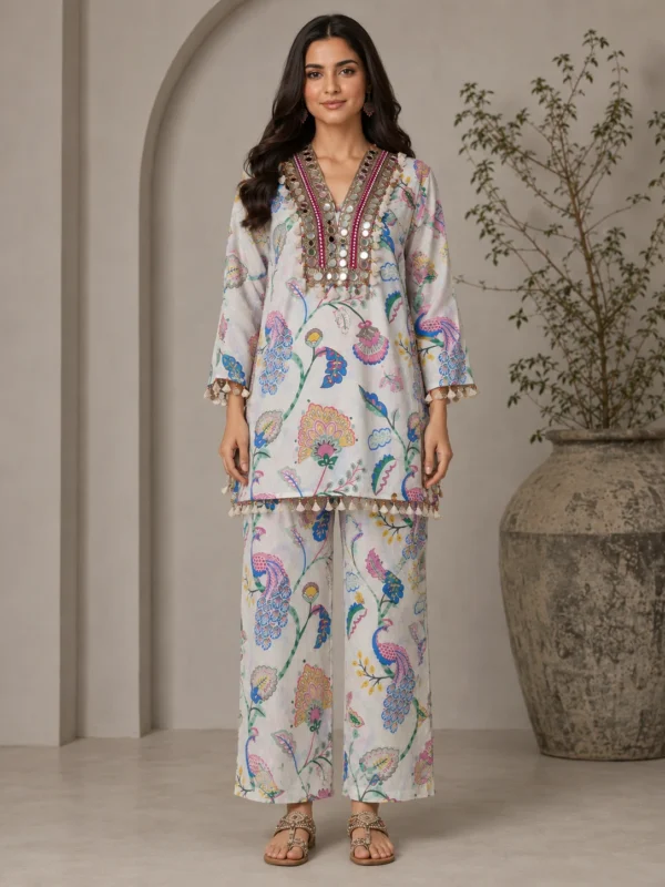 Rang Mayur Tassel-Detail Co-ord Set