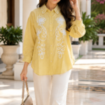Lemon Bloom Appliqué Cotton Shirt