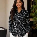 Monochrome Botanical Outline Print Shirt