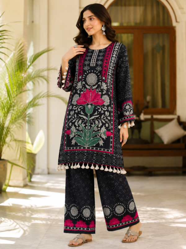 Midnight Lotus Heritage With Tassel Co-ord Set