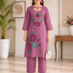 Mauve Rosé Designer Kurta Set With Tie-Up