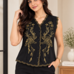 Midnight Goldflora Embroidered Shrug