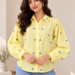 Lemon Floral Embroidered Shirt