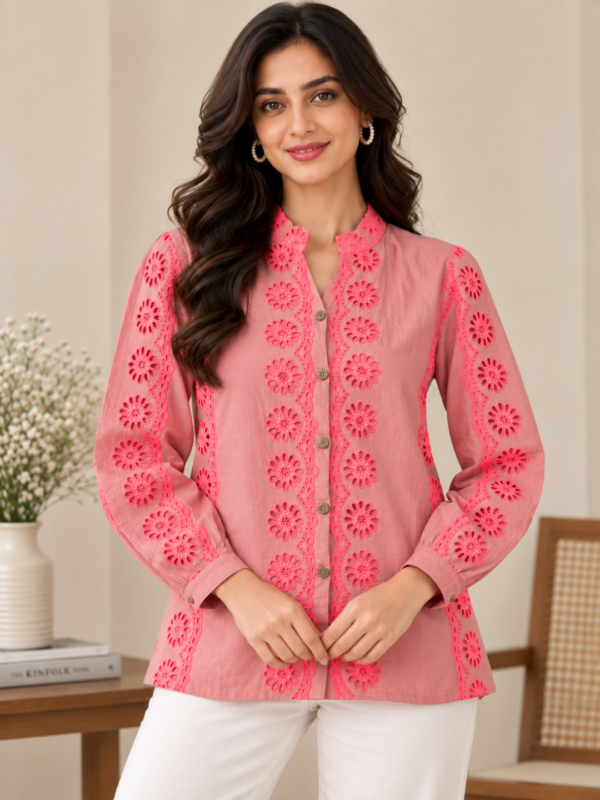 Ruhani Gulab Embroidered Hacoba Shirt