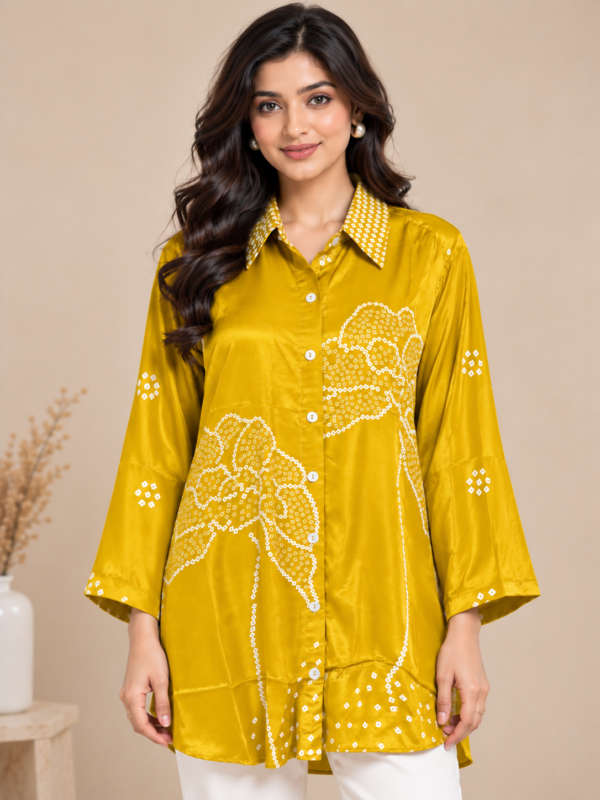 Sunshine Charm Indo-Western Pure Crepe Shirt