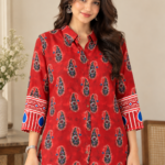 Marron Paisley Printed Crepe Shirt