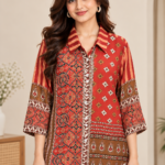 Rustic Charm Rust Red Pure Crepe Shirt