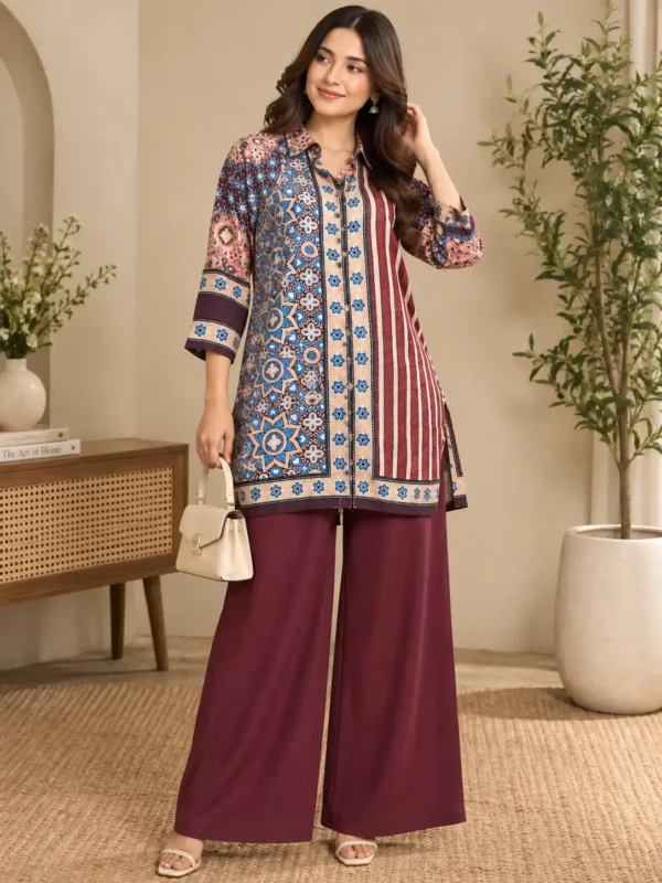 Maroon Muse Indo-Western Co-ord Set